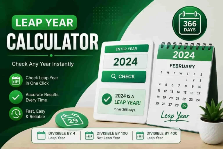 Leap Year Calculator showing how to check whether a year is a leap year or a common year